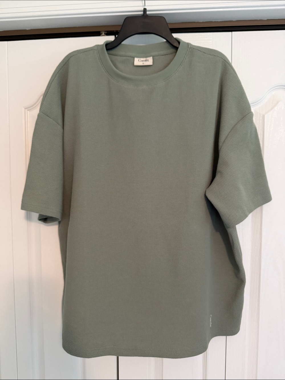 Comfrt Olive Green Waffle Short-Sleeve Top